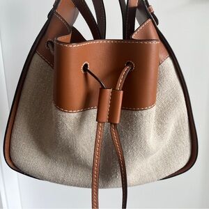 LOEWE Medium Hammock Leather and Linen Bag